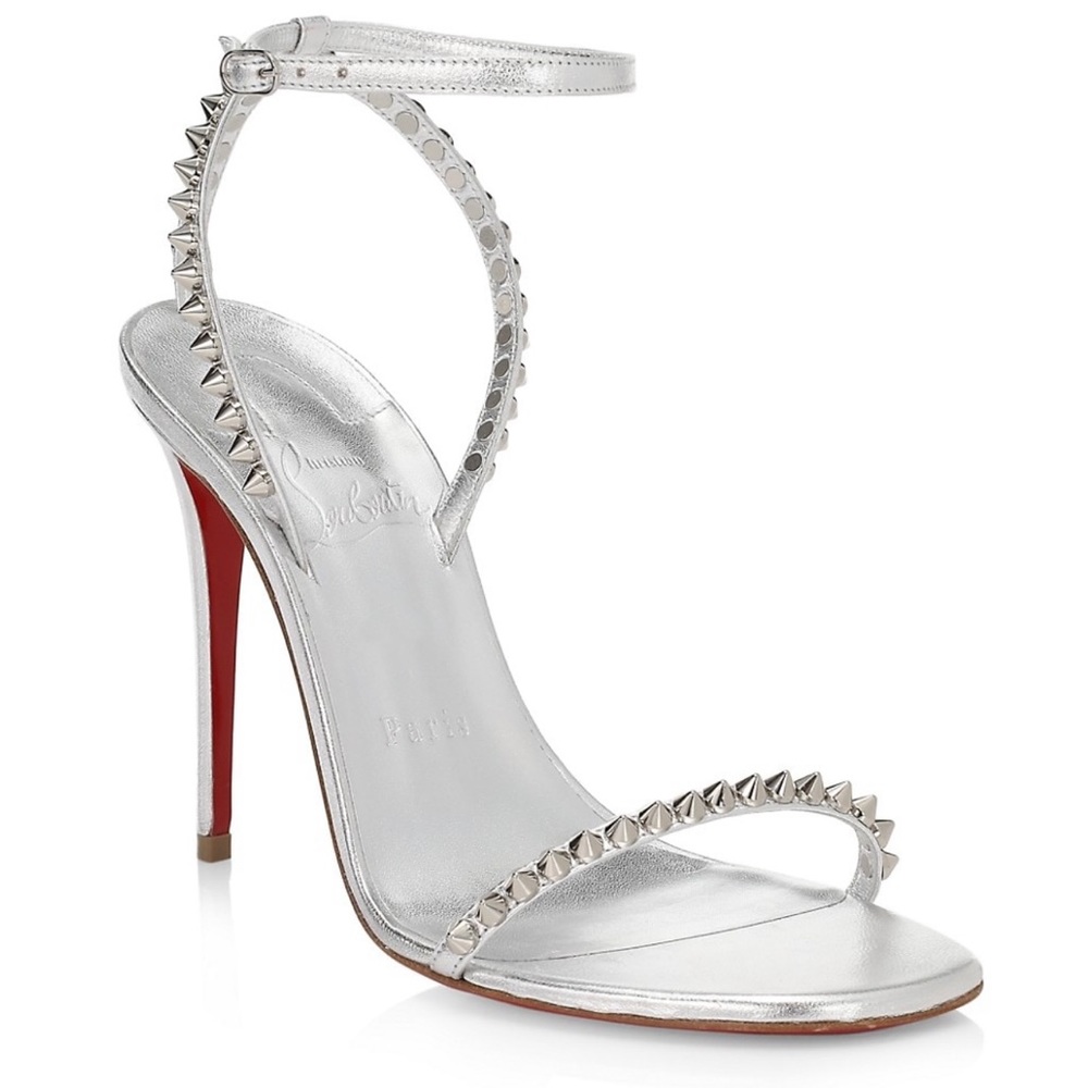 Christian Louboutin So Me Spike 100 Metallic Leather Sandals